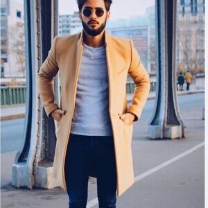 Men’s Cashemere Blend Camel Colored Topper Coat - Battaglia made in Italy Large
